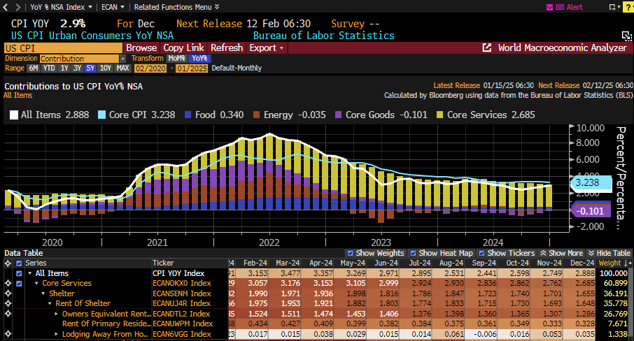 Core Services is the greatest single sector contributor to the CPI, and of that 61%, 34%-more than ½-is directly related to shelter.